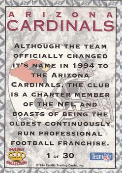 1994 Pacific Prisms - Team Helmets #1 Arizona Cardinals Back