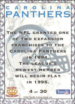 1994 Pacific Prisms - Team Helmets #4 Carolina Panthers Back