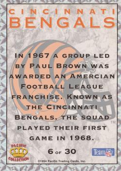 1994 Pacific Prisms - Team Helmets #6 Cincinnati Bengals Back
