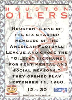 1994 Pacific Prisms - Team Helmets #12 Houston Oilers Back