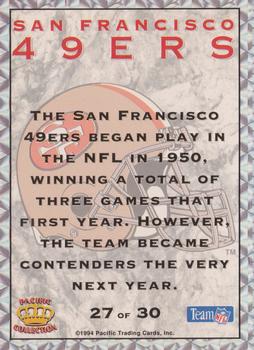 1994 Pacific Prisms - Team Helmets #27 San Francisco 49ers Back