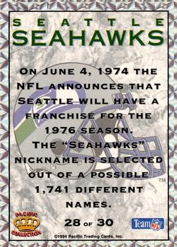 1994 Pacific Prisms - Team Helmets #28 Seattle Seahawks Back
