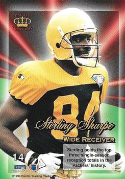 1994 Pacific Triple Folder - Rookies and Stars #14 Sterling Sharpe Back