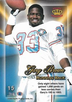 1994 Pacific Triple Folder - Rookies and Stars #15 Gary Brown Back