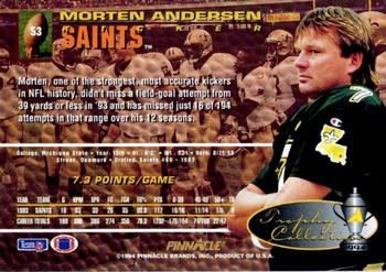 1994 Pinnacle - Trophy Collection #53 Morten Andersen Back