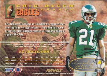1994 Pinnacle - Trophy Collection #65 Eric Allen Back