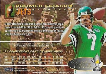 1994 Pinnacle - Trophy Collection #94 Boomer Esiason Back