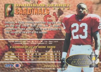 1994 Pinnacle - Trophy Collection #95 Garrison Hearst Back