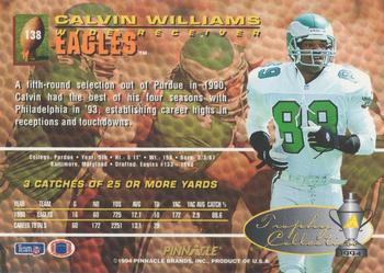 1994 Pinnacle - Trophy Collection #138 Calvin Williams Back