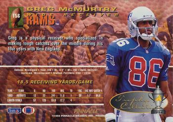 1994 Pinnacle - Trophy Collection #156 Greg McMurtry Back