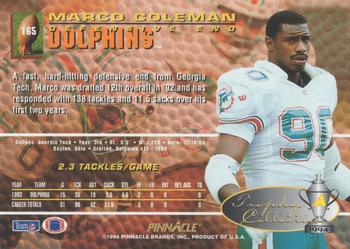 1994 Pinnacle - Trophy Collection #165 Marco Coleman Back