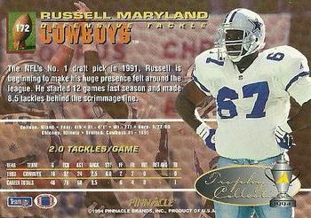 1994 Pinnacle - Trophy Collection #172 Russell Maryland Back