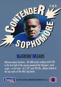 1994 Playoff Contenders - Sophomore Contenders #5 Natrone Means Back