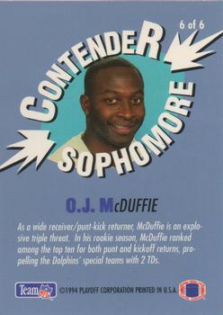 1994 Playoff Contenders - Sophomore Contenders #6 O.J. McDuffie Back