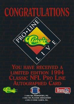 1994 Pro Line Live - Autographs #NNO Tom Carter Back