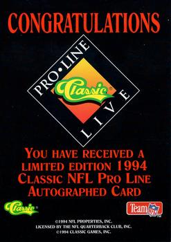 1994 Pro Line Live - Autographs #NNO John Elway Back