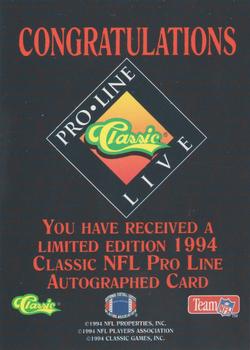 1994 Pro Line Live - Autographs #NNO Thomas Randolph Back