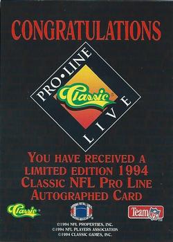 1994 Pro Line Live - Autographs #NNO Richmond Webb Back