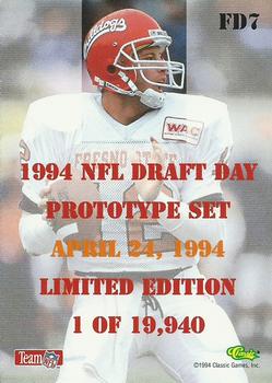1994 Pro Line Live - Draft Day NYC #FD7 Trent Dilfer Back