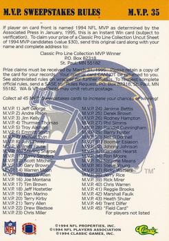 1994 Pro Line Live - MVP Sweepstakes #M.V.P. 35 Natrone Means Back