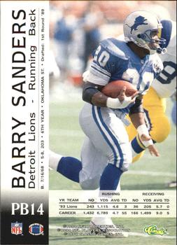1994 Pro Line Live - Spotlight #PB14 Barry Sanders Back