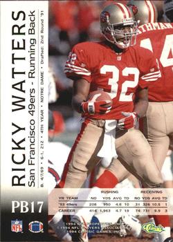 1994 Pro Line Live - Spotlight #PB17 Ricky Watters Back