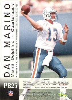 1994 Pro Line Live - Spotlight #PB25 Dan Marino Back
