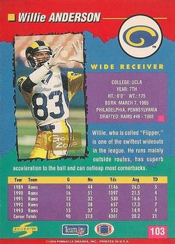 1994 Score - Gold Zone #103 Willie Anderson Back