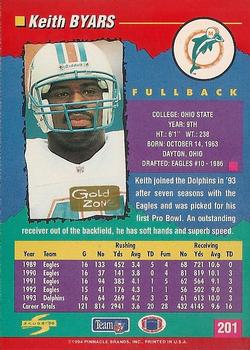 1994 Score - Gold Zone #201 Keith Byars Back