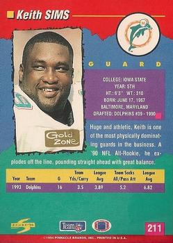 1994 Score - Gold Zone #211 Keith Sims Back