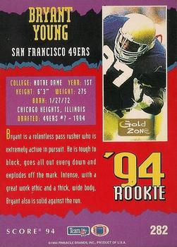 1994 Score - Gold Zone #282 Bryant Young Back