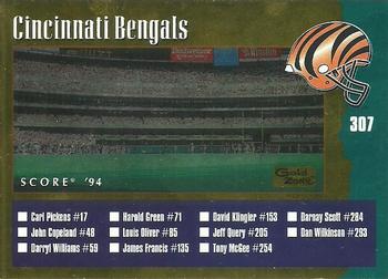 1994 Score - Gold Zone #307 Cincinnati Bengals / Atlanta Falcons Front