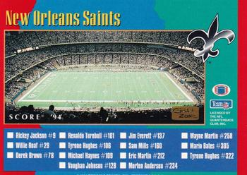 1994 Score - Gold Zone #314 Miami Dolphins / New Orleans Saints Back