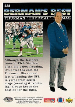 1993 Upper Deck #438 Thurman Thomas Back