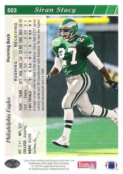 1993 Upper Deck #503 Siran Stacy Back