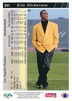 1993 Upper Deck #231 Eric Dickerson Back