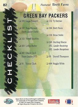 1993 Upper Deck #82 Packers Checklist Back