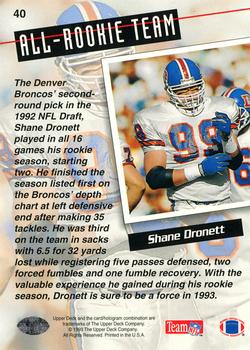 1993 Upper Deck #40 Shane Dronett Back