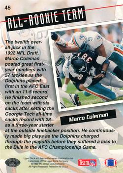 1993 Upper Deck #45 Marco Coleman Back