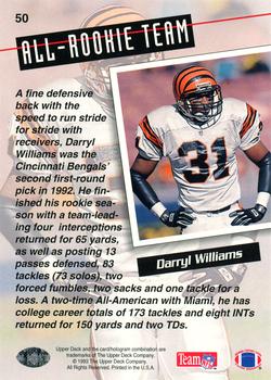 1993 Upper Deck #50 Darryl Williams Back
