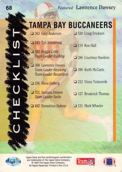 1993 Upper Deck #68 Buccaneers Checklist Back