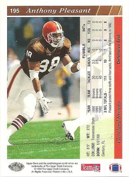 1993 Upper Deck #195 Anthony Pleasant Back