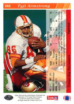 1993 Upper Deck #243 Tyji Armstrong Back