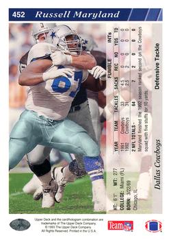 1993 Upper Deck #452 Russell Maryland Back