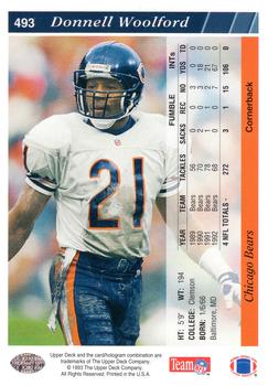 1993 Upper Deck #493 Donnell Woolford Back