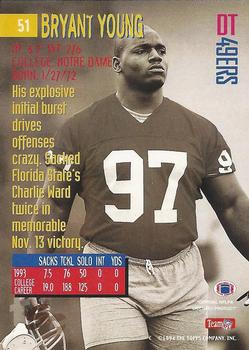 1994 Stadium Club - Super Teams Division Winners #51 Bryant Young Back