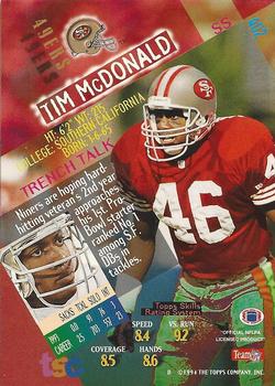 1994 Stadium Club - Super Teams Super Bowl XXIX #402 Tim McDonald Back