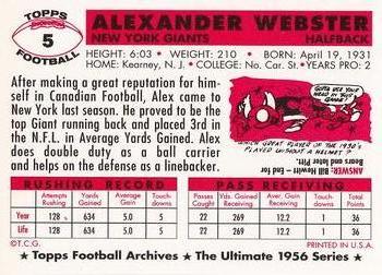 1994 Topps Archives 1956 #5 Alex Webster Back