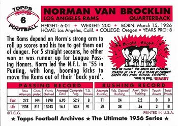 1994 Topps Archives 1956 #6 Norm Van Brocklin Back