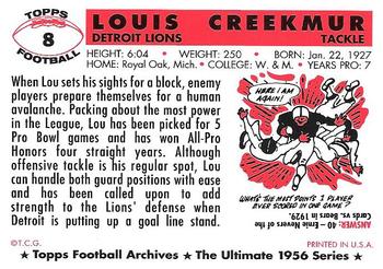 1994 Topps Archives 1956 #8 Lou Creekmur Back